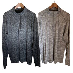 All in Motion™ Men's Seamless 1/4 Zip Pullover Top (2) Black & Gray sz mens XXL